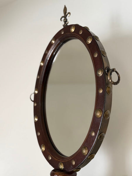 0130 double sided Floral painting mirror on stand