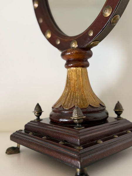 0130 double sided Floral painting mirror on stand