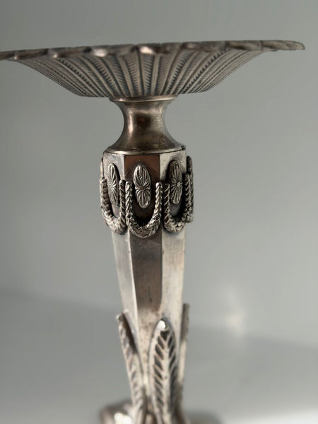 0950 claw foot silver metal swag candle holder