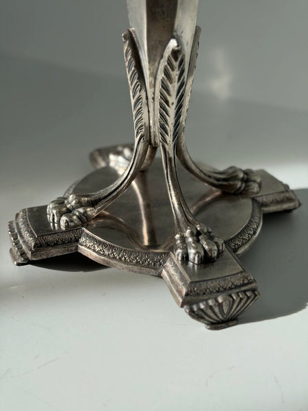 0950 claw foot silver metal swag candle holder