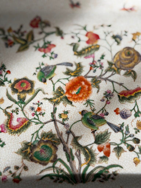 0034 Hand-Painted Chinese Porcelain Tray w/ Metal removable base