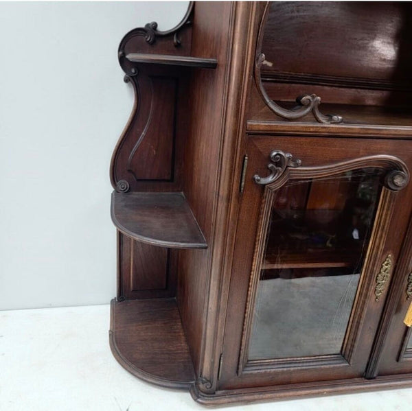 1276 Antique French Walnut Hutch Top Cabinet