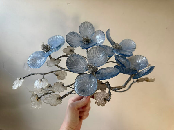 Blue Glass Flowers As Found W2027