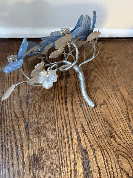 Blue Glass Flowers As Found W2027