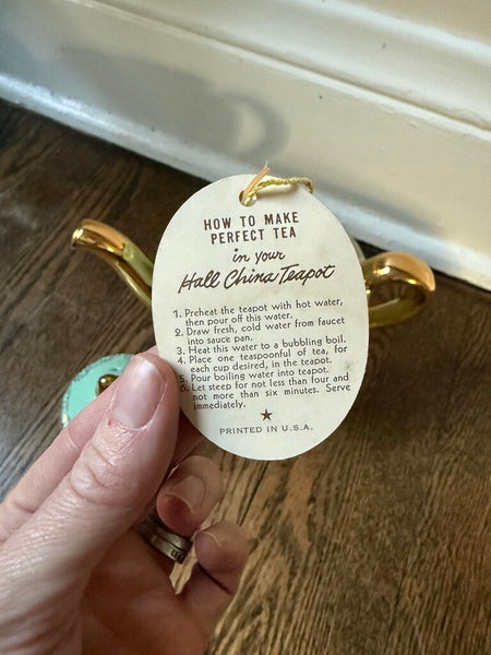 Gold and Green Tea Pot W2046