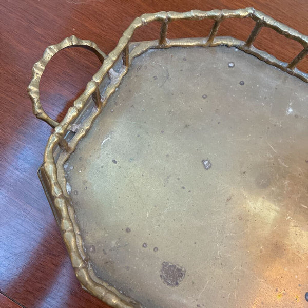 Vintage Brass Faux Bamboo Tray 8" x 15"