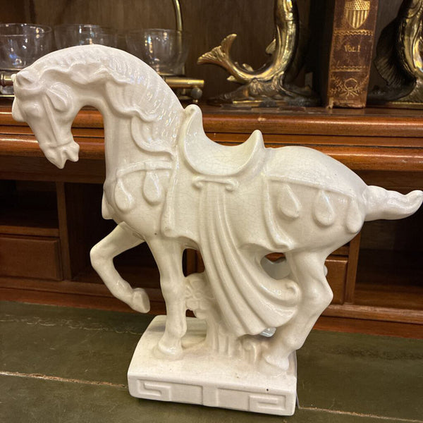 Vintage Mid Century Ceramic Tang Dynasty Horse Sculpture 10" x 11"