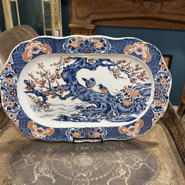 ASAKE TOKI BLUE WHITE AND ORANGE PLATTER