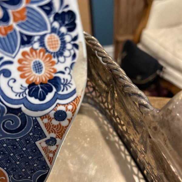 ASAKE TOKI BLUE WHITE AND ORANGE PLATTER