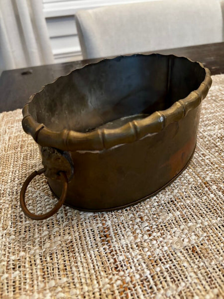 Vintage Brass Planter w/ Lion's head Handles