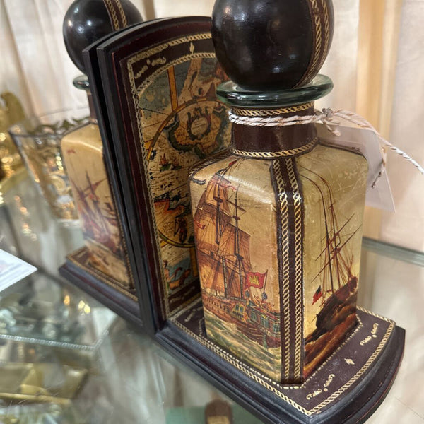 4 piece Leather Decanter Book Ends
