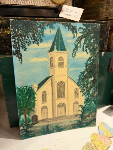 JFV - vintage church painting 12x16