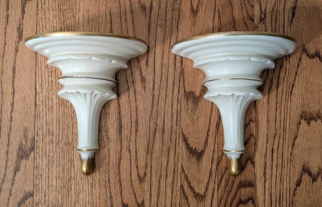 Antique French Porcelain Wall Shelf Sconces 8x9 - PAIR – Warehouse 55 ...