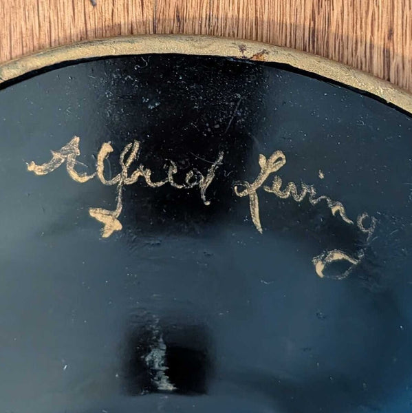 Antique Handpainted Black/Gold Metal Tray (Signed) 25x19