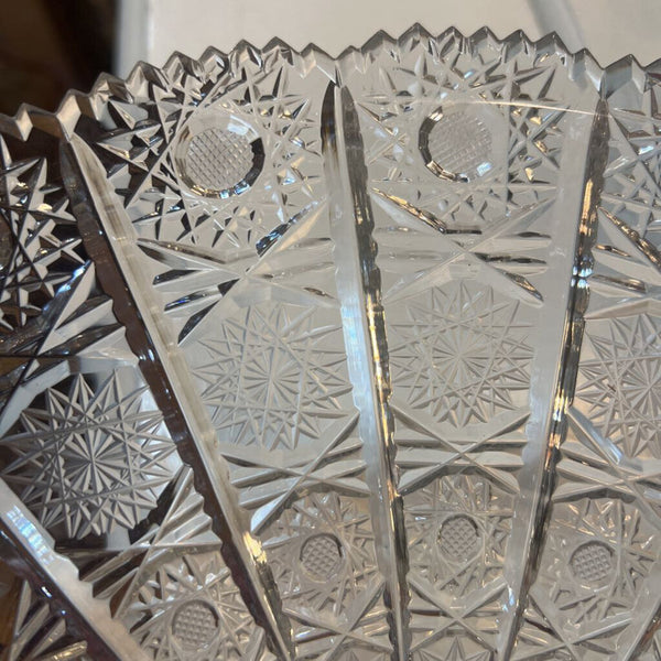 Vintage Bohemian Cut Crystal Bowl -as is (1 chip)