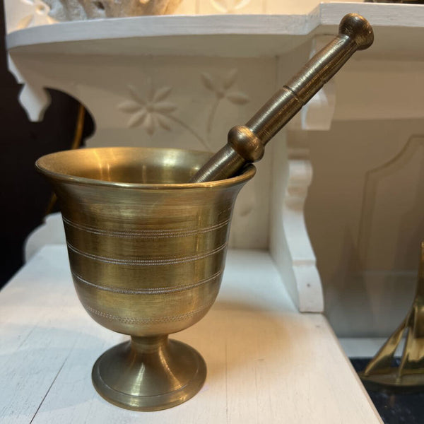 Vintage heavy brass mortar & pestle