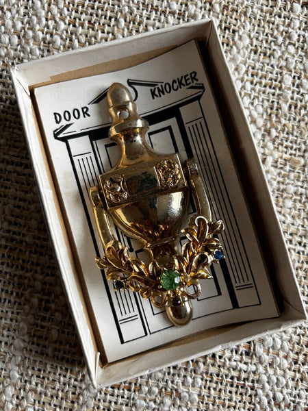 Vintage 1950's Jeweled Metal Door Knocker