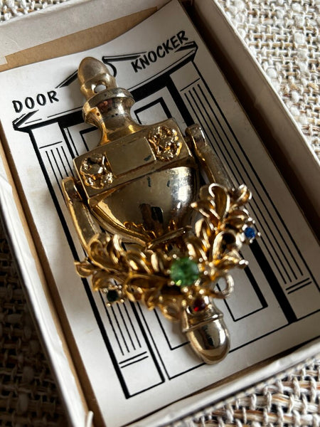 Vintage 1950's Jeweled Metal Door Knocker