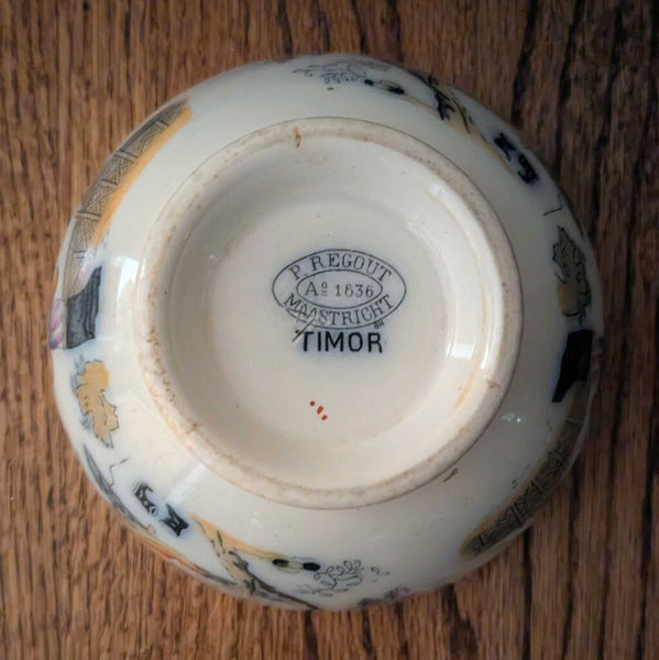 Antique Asian Footed Regout Transferware Bowl TIMOR 6"