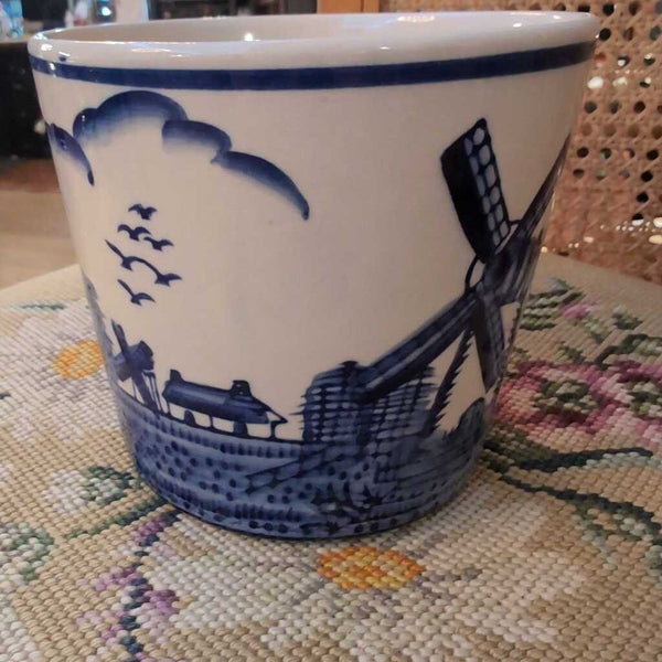Vintage Hand Painted Delft Cobalt Blue Planter