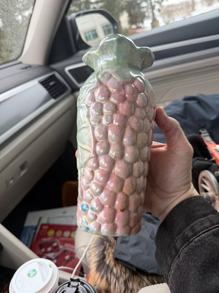 Vintage iridescent grape cluster vase