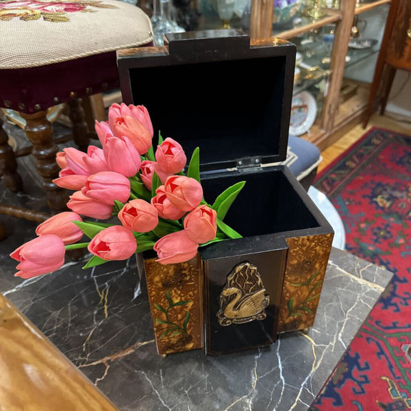 Laquered Enamel Velvet Lined Storage Box