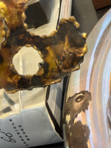 Brutalist metal and glass butterfly signed "jeret 67"