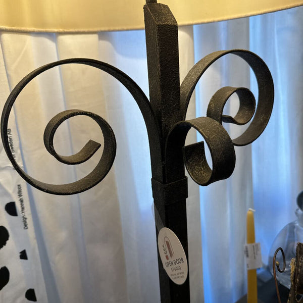 Brutalist style metal iron lamp (shade as found)