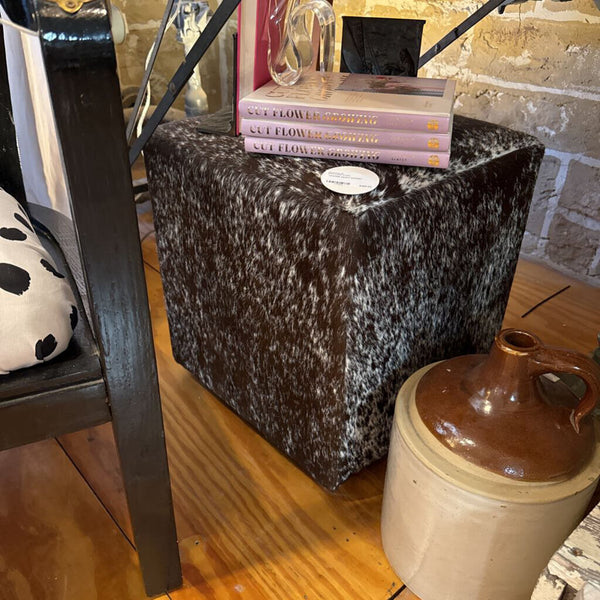 Cowhide square ottoman