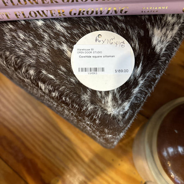 Cowhide square ottoman