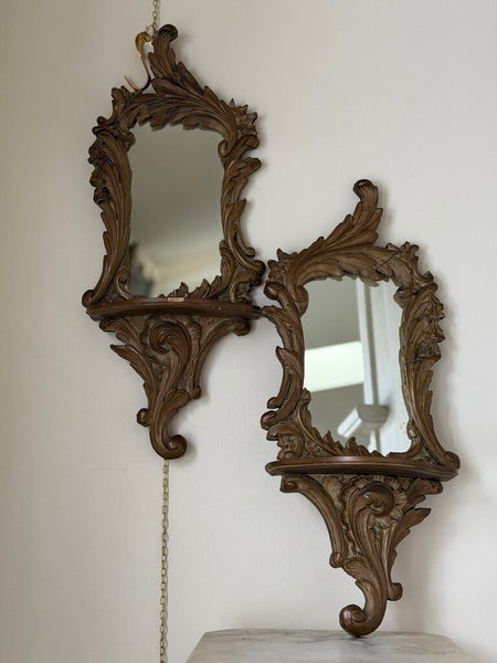 0038 Victorian Mirrored Pair of Wall Shelves (as-is)