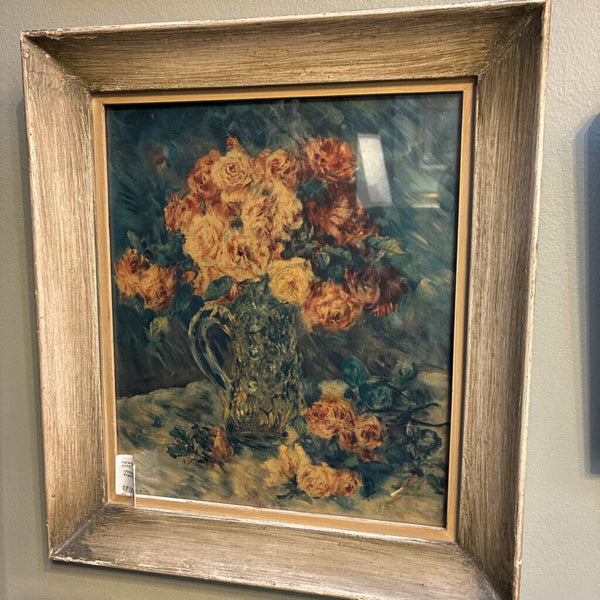 Vintage Floral in Whitewashed Frame 13" x 15"