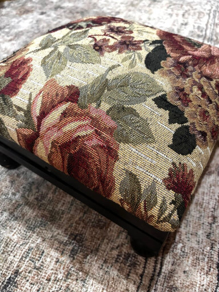 Victorian Trading Floral Tapestry Folding Footrest 12sq