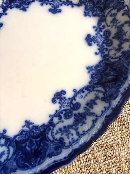 Antique John Maddock and Sons Ltd "Dainty" Royal Vitreous Flow Blue Platter 12 x 9.5