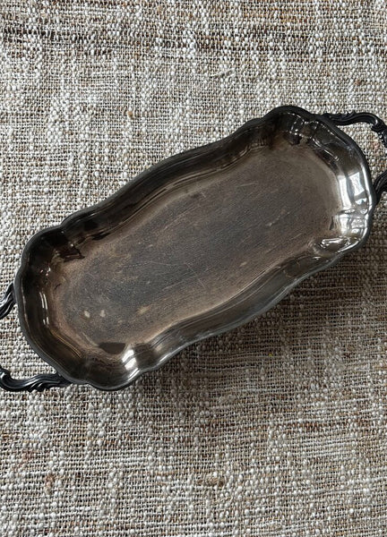 VTG Silverplated 4 Legged Snack Serving Tray 14 x 5 1/4