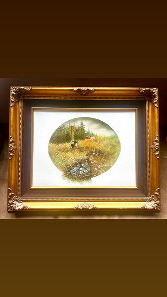 LOVELY MID CENTURY LANDSCAPE, FRAMED AND SIGNED. 221/2" x 18 1/2" (SWOON)