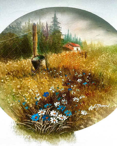 LOVELY MID CENTURY LANDSCAPE, FRAMED AND SIGNED. 221/2" x 18 1/2" (SWOON)