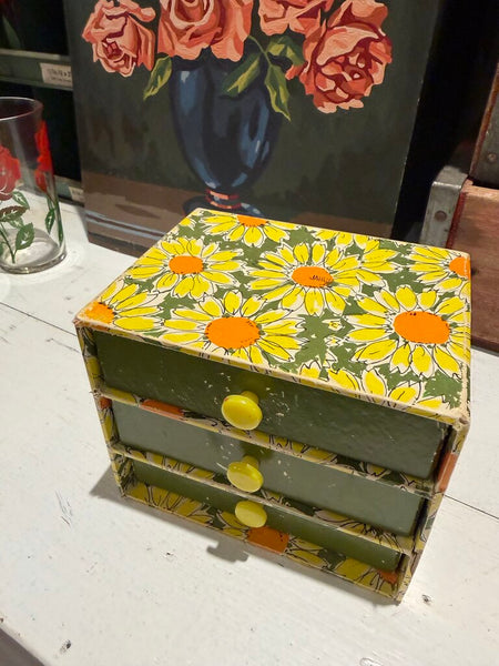 JFV ~ Vintage cardboard knickknack drawers .