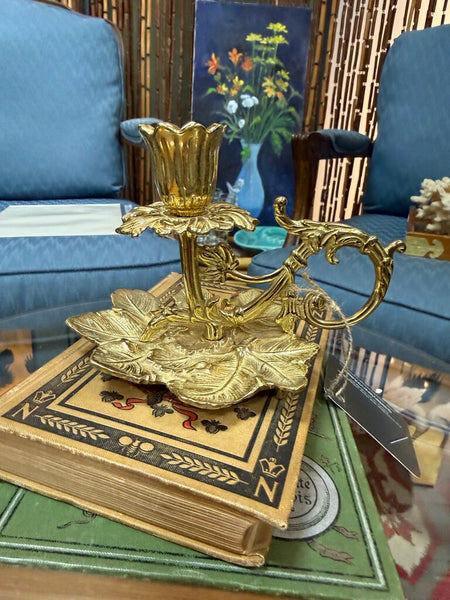 Brass Leaf Candle Holder W2119