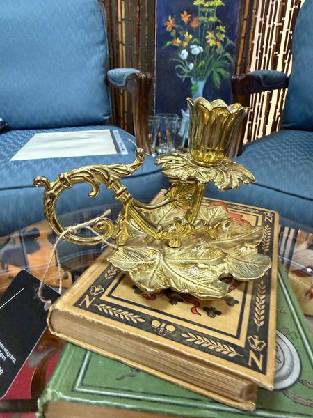 Brass Leaf Candle Holder W2119