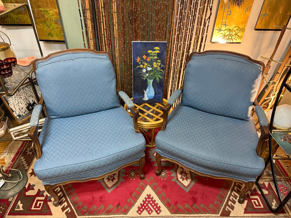 Pair of Vintage Blue Armchairs 30"Wx35"Tx27"D W2120 Pick Up Only