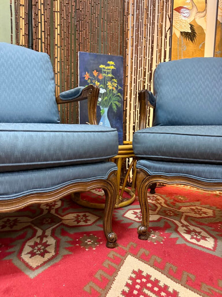 Pair of Vintage Blue Armchairs 30"Wx35"Tx27"D W2120 Pick Up Only