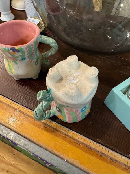 Anthro style original mug , pink florals with feet (each)