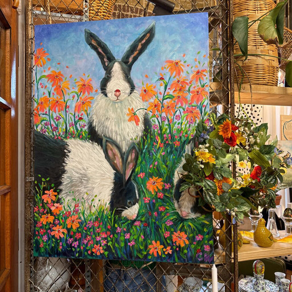 Bunny painting signed 30" x 40" original acrylic on canvas in store pick up only