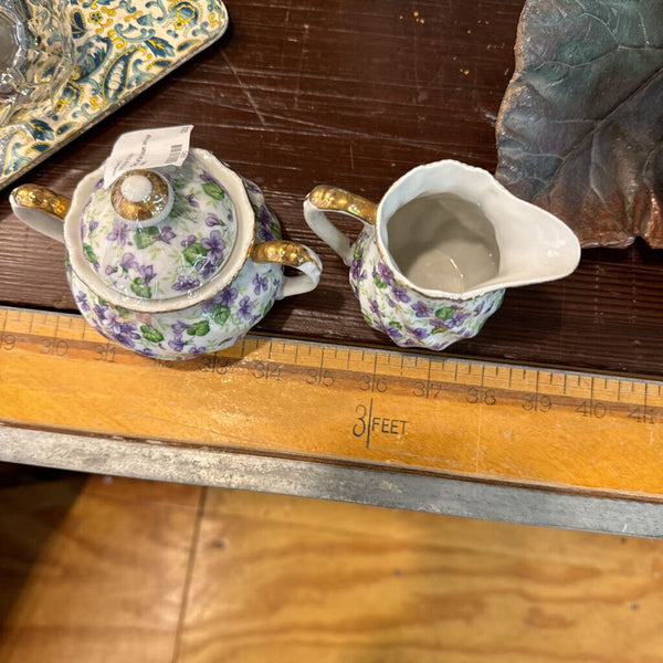 Chintz lefton cream and sugar violets