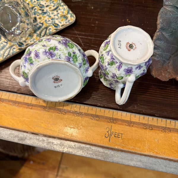 Chintz lefton cream and sugar violets