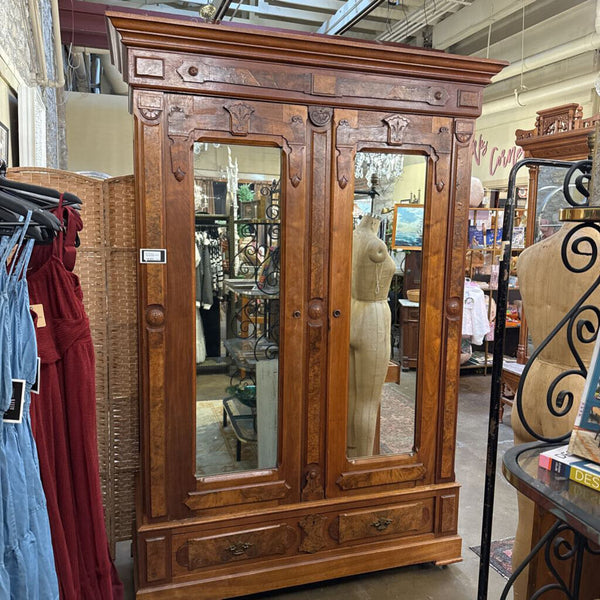 Dark Wood Mirrored Armoire In Store Pick Up Only