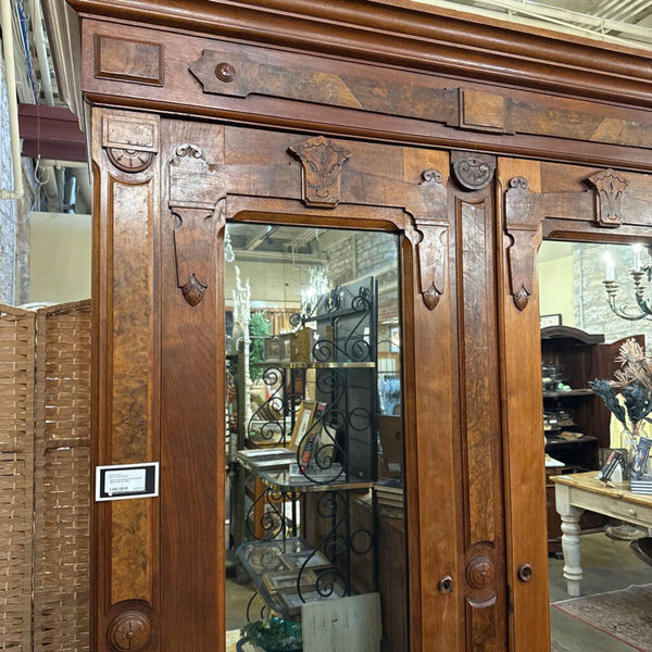 Dark Wood Mirrored Armoire In Store Pick Up Only