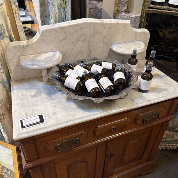 Marble Top Commode With High Back 2 Small Marble Shelves