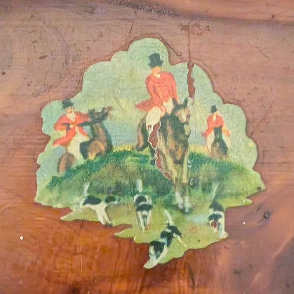 Vintage Wooden Fox Hunt Scene Box 8x8x3